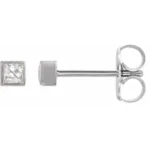 Square Diamond Bezel Set Stud Earrings
